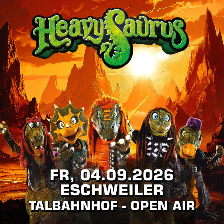 Heavysaurus Konzert in Eschweiler, Talbahnhof Open Air, Livemusik-Event, Heavysaurus Shop, outdoor Musikveranstaltung