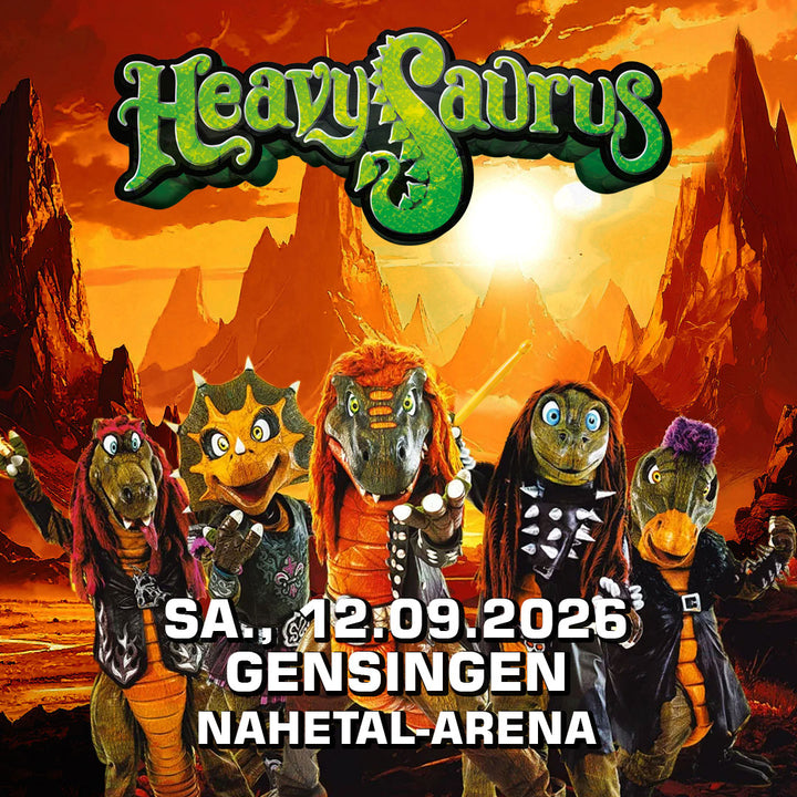 Heavysaurus Konzert in Gensingen, Nahetal-Arena, bei einem Vivenu Event, mit Fans und Bühnenauftritt, Live-Musik und Festivalatmosphäre.