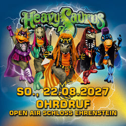 Heavysaurus Konzert in Ohrdruf am 27. August 2022, Open Air Schloss Ehrenstein, Livemoment, Rockband, Festival-Atmosphäre